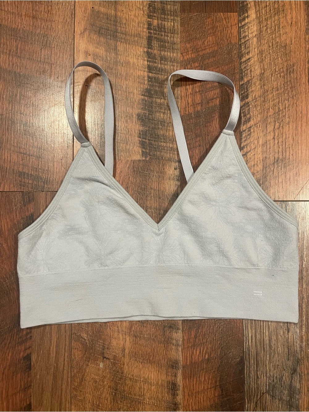 Branwyn Merino Wool Seamless V-Neck Bralette in Light Gray
